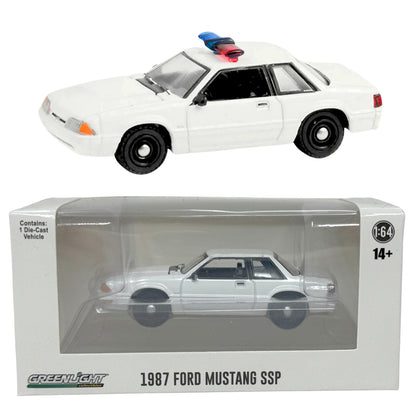 Greenlight Hot Pursuit 1987 Ford Mustang SSP White 1:64 Diecast