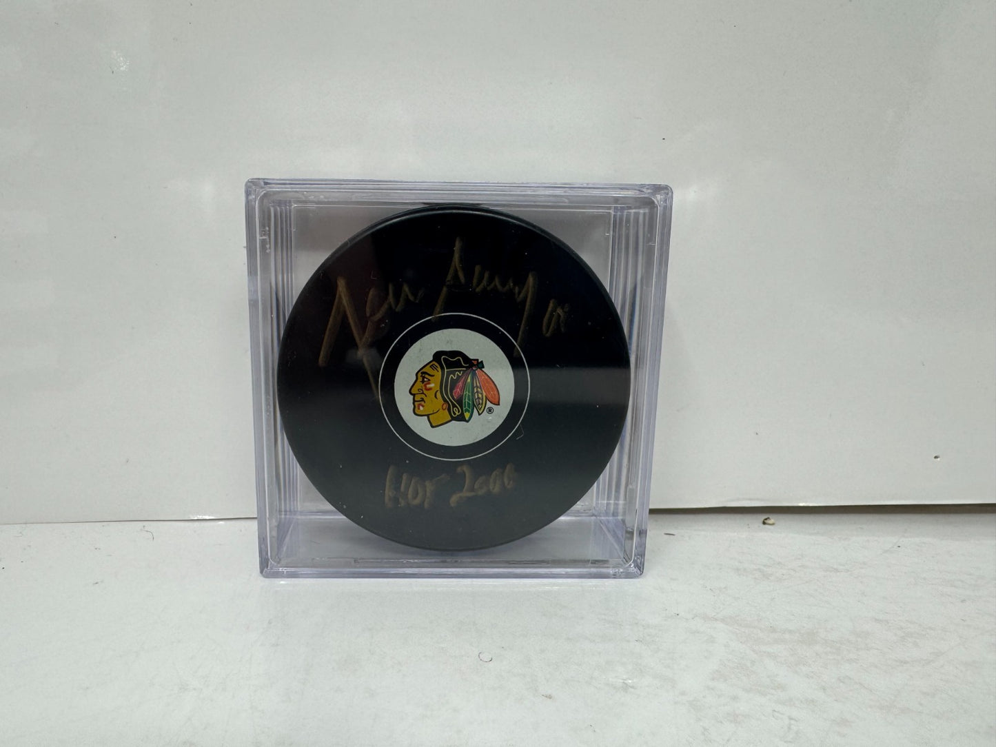 Denis Savard Chicago Blackhawks Signed NHL Autograph Puck Gold Auto