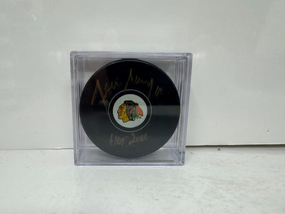Denis Savard Chicago Blackhawks Signed NHL Autograph Puck Gold Auto