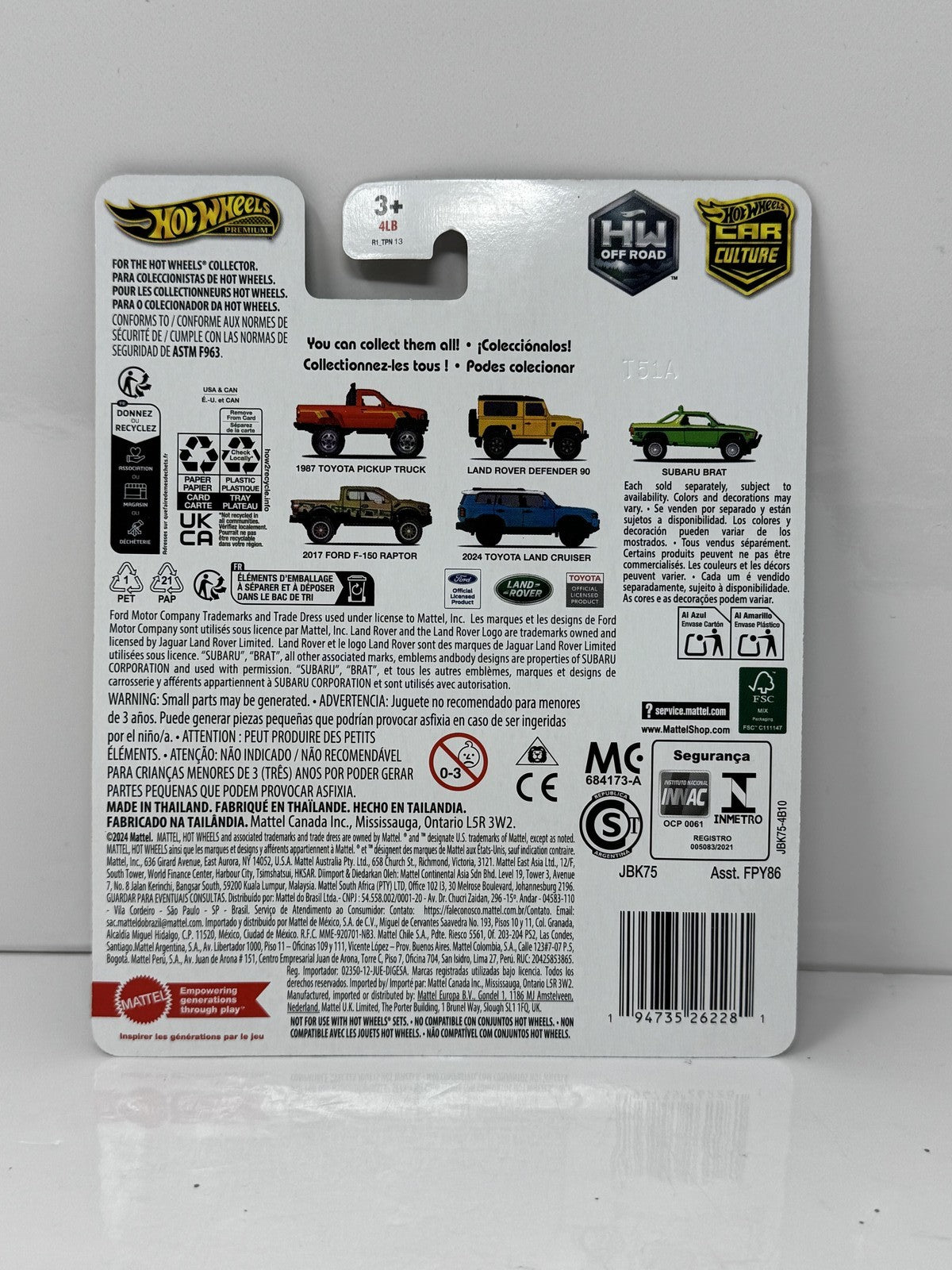 Hot Wheels Premium Off Road 2024 Toyota Land Cruiser Chase 05 1:64 Diecast Black