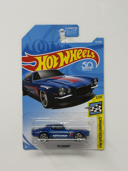Hot Wheels HW Speed Graphics 1970 Chevrolet Camaro 1:64 Diecast Blue USA Card