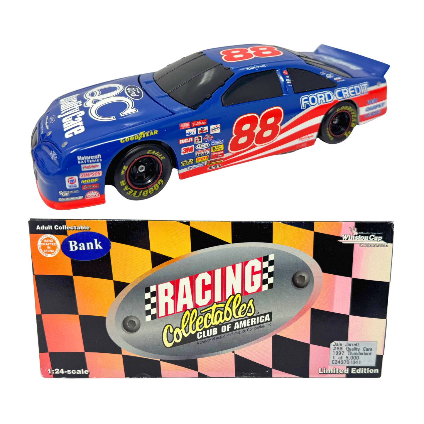 Action NASCAR Dale Jarrett #88 Quality Care 1997 Thunderbird BANK 1:24 Diecast