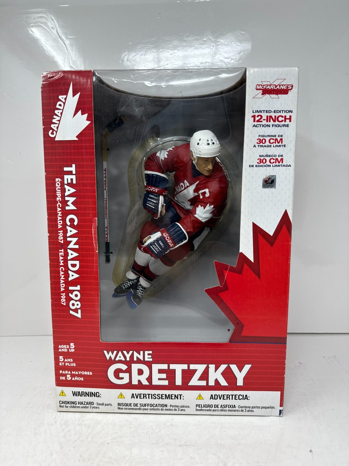 McFarlane NHL Wayne Gretzky Team Canada 1987 12" Inch Hockey Figure Red Jersey