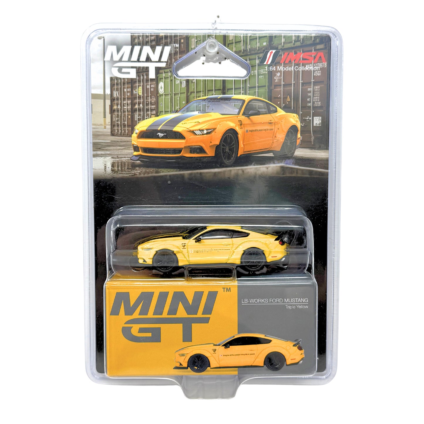 Mini GT IMSA LB-WORKS Ford Mustang Triple Yellow 1:64 Diecast