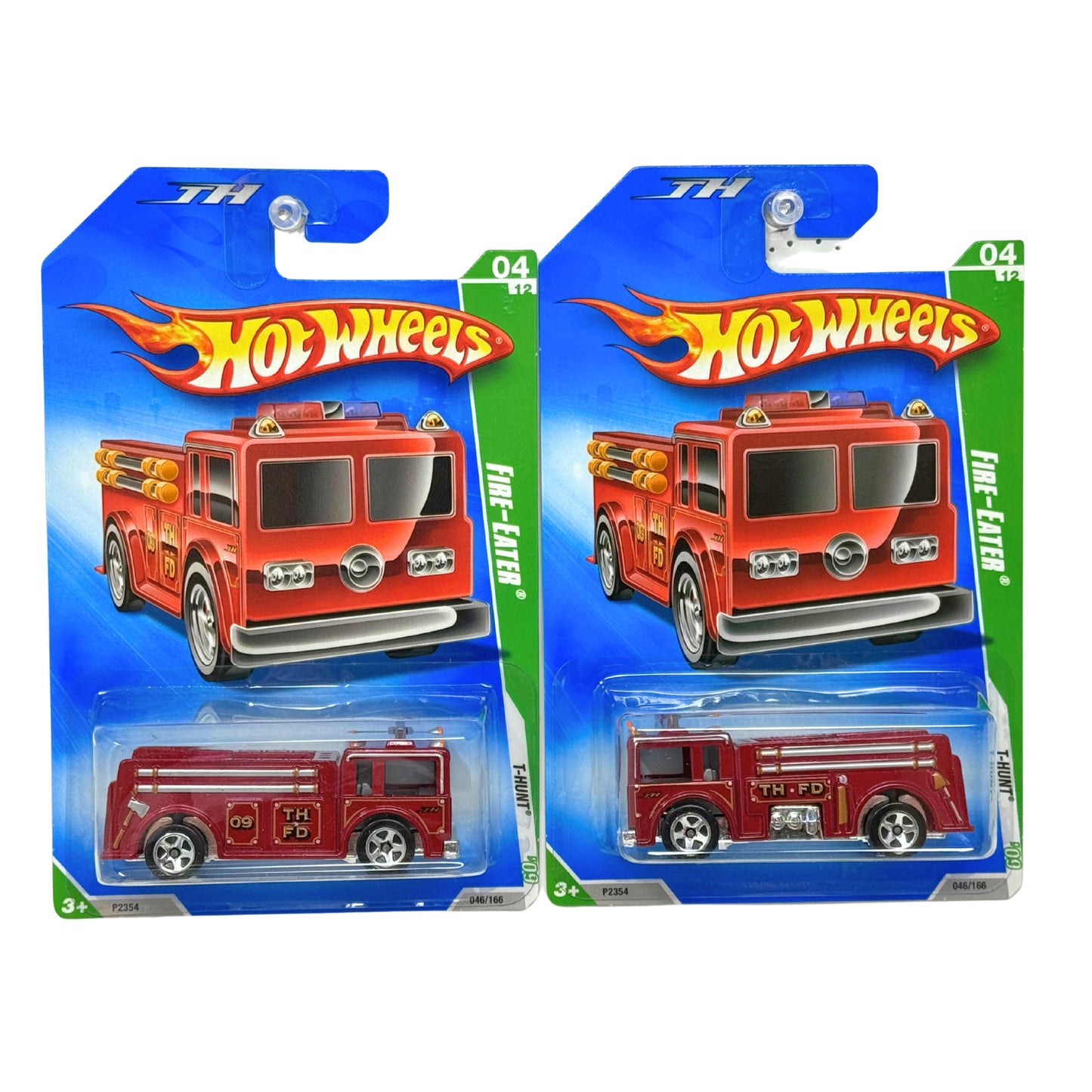 Hot Wheels T-Hunt Treasure Hunt Fire-Eater 1:64 Diecast Lot of 2 with Error facing wrong way