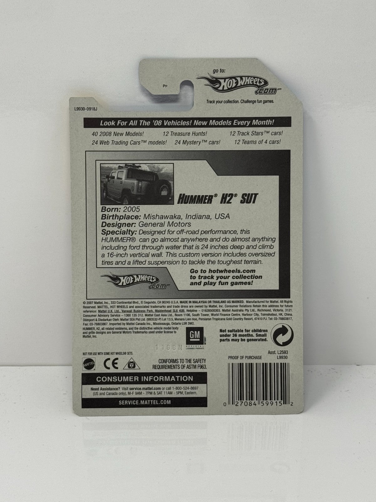 Hot Wheels 2008 New Models Hummer H2 SUT 1:64 Diecast Factory Sealed