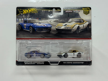 Hot Wheels Premium Corvette Stingray Coupe & COPO Corvette 2-Pack 1:64 Diecast
