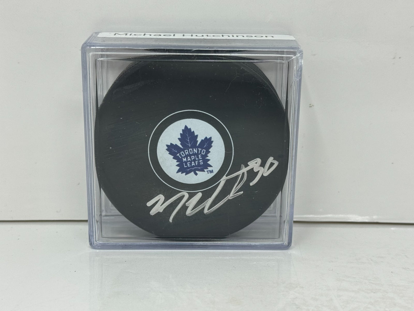 Michael Hutchinson Toronto Maple Leafs Signed NHL Autograph Puck Silver Auto