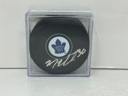 Michael Hutchinson Toronto Maple Leafs Signed NHL Autograph Puck Silver Auto