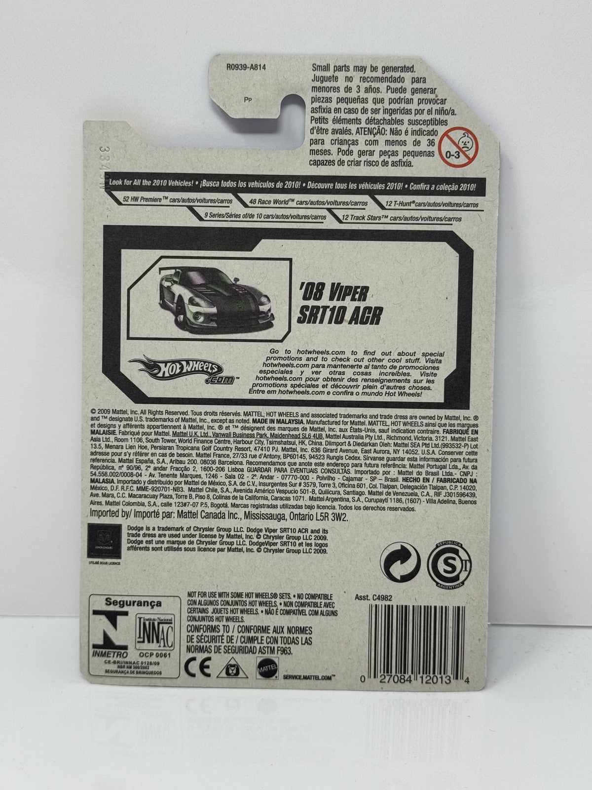 Hot Wheels Premiere 2008 Dodge Viper SRT10 ACR 1:64 Diecast White