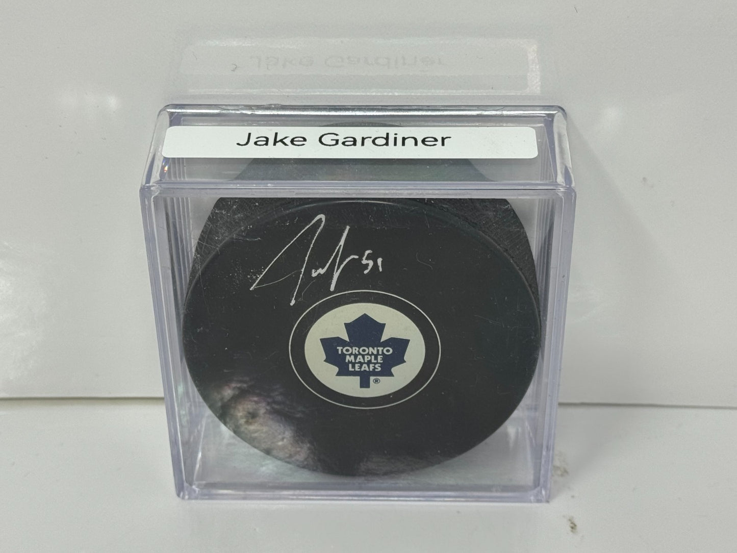 Jake Gardiner Toronto Maple Leafs Signed NHL Autograph Puck Silver Auto V2