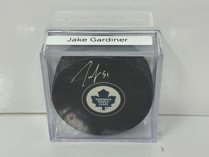 Jake Gardiner Toronto Maple Leafs Signed NHL Autograph Puck Silver Auto V2