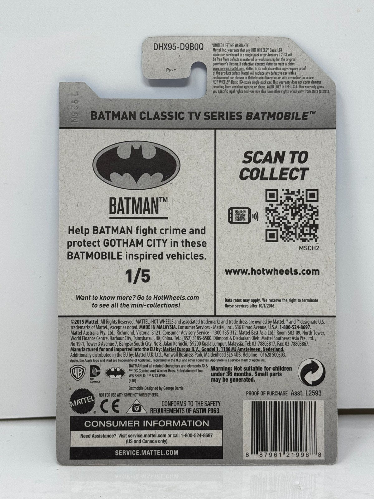 Hot Wheels ZAMAC Batman Classic TV Series Batmobile 1:64 Diecast