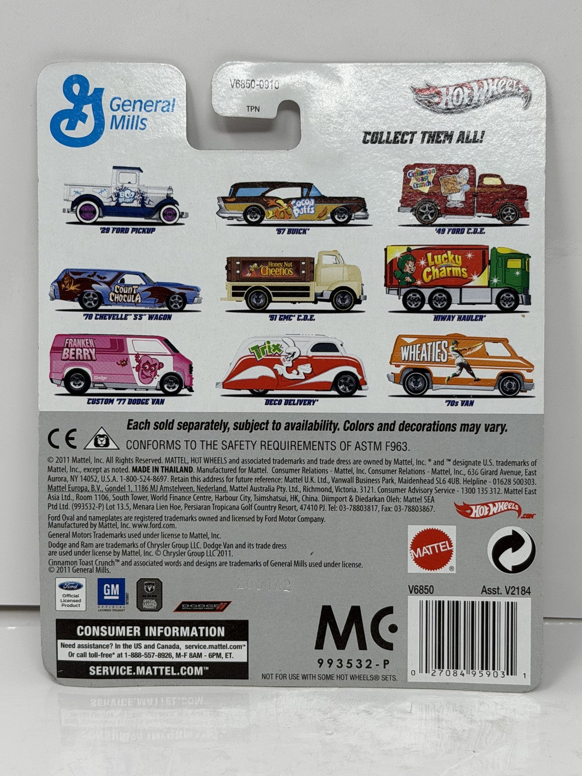 Hot Wheels General Mills Cinnamon Toast Crunch 1949 Ford C.O.E. 1:64 Diecast RRs