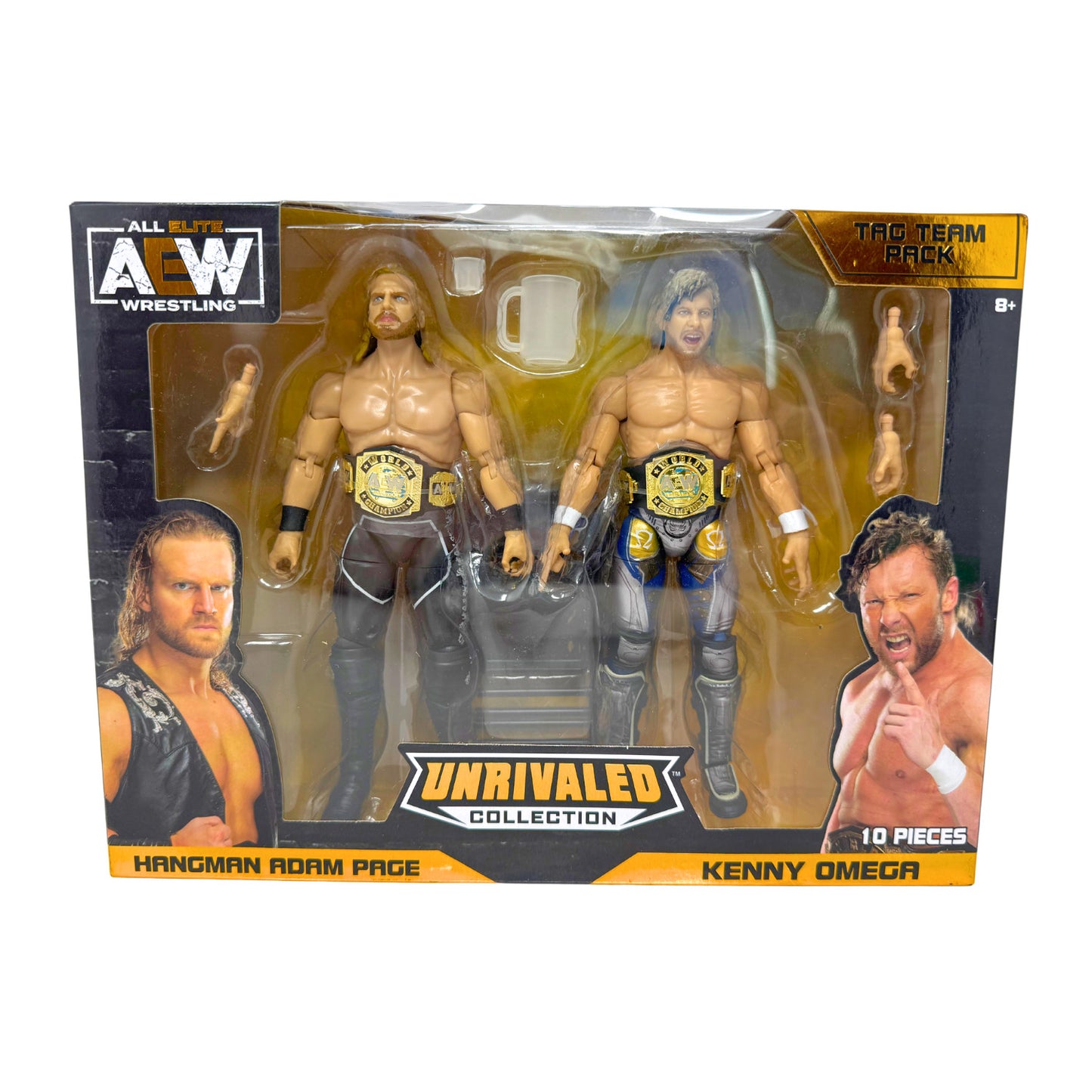 Jazwares AEW Unrivaled Tag Team Hangman Adam Page & Kenny Omega Action Figures