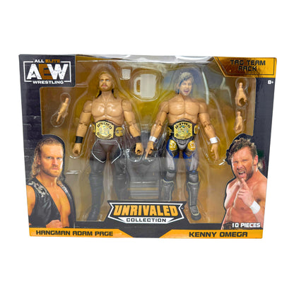 Jazwares AEW Unrivaled Tag Team Hangman Adam Page & Kenny Omega Action Figures