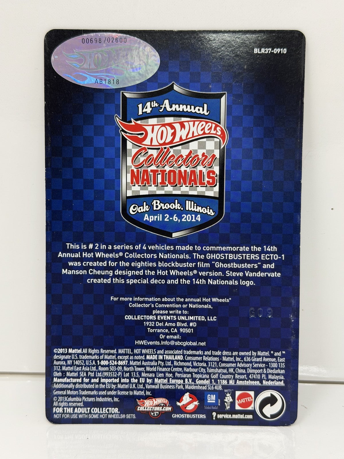 Hot Wheels 2014 Collectors Nationals Ghostbusters Ecto-1 1:64 Diecast 0698/2800