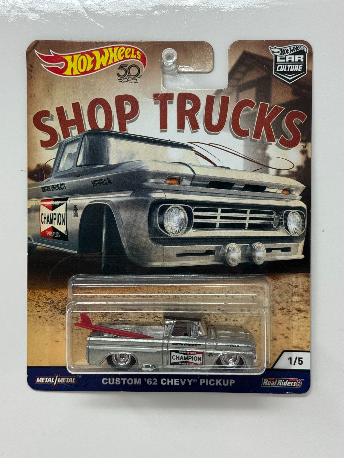 Hot Wheels Premium Shop Trucks Custom 1962 Chevy Pickup 1:64 Diecast DOME DAMAGE