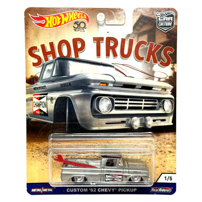 Hot Wheels Shop Trucks Custom 1962 Chevy Pickup 1:64 Diecast Real Riders