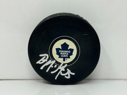 Drew MacIntyre Toronto Maple Leafs Signed NHL Autograph Puck Silver Auto