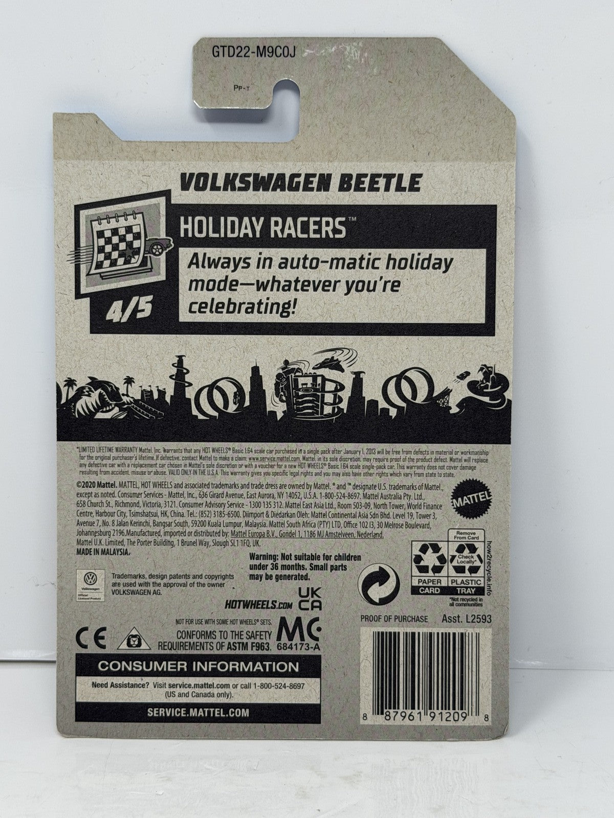 Hot Wheels ZAMAC Holiday Racers Volkswagen Beetle 1:64 Diecast Factory Sealed