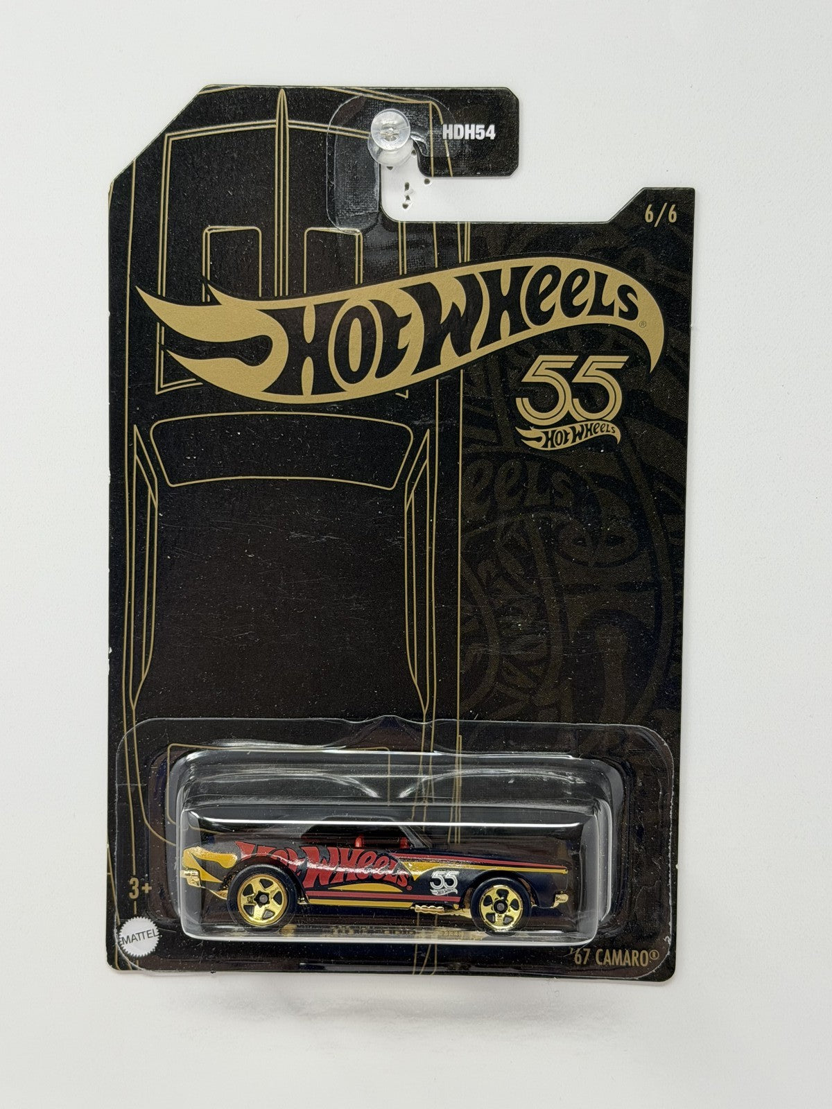 Hot Wheels 55th Anniversary 1967 Chevrolet Camaro 1:64 Diecast Black Gold