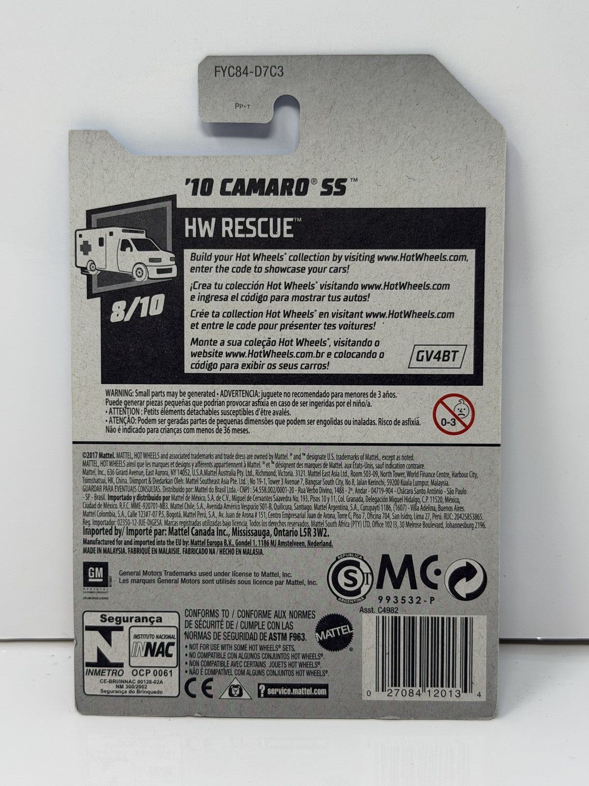 Hot Wheels HW Rescue 2010 Chevrolet Camaro SS 1:64 Diecast White