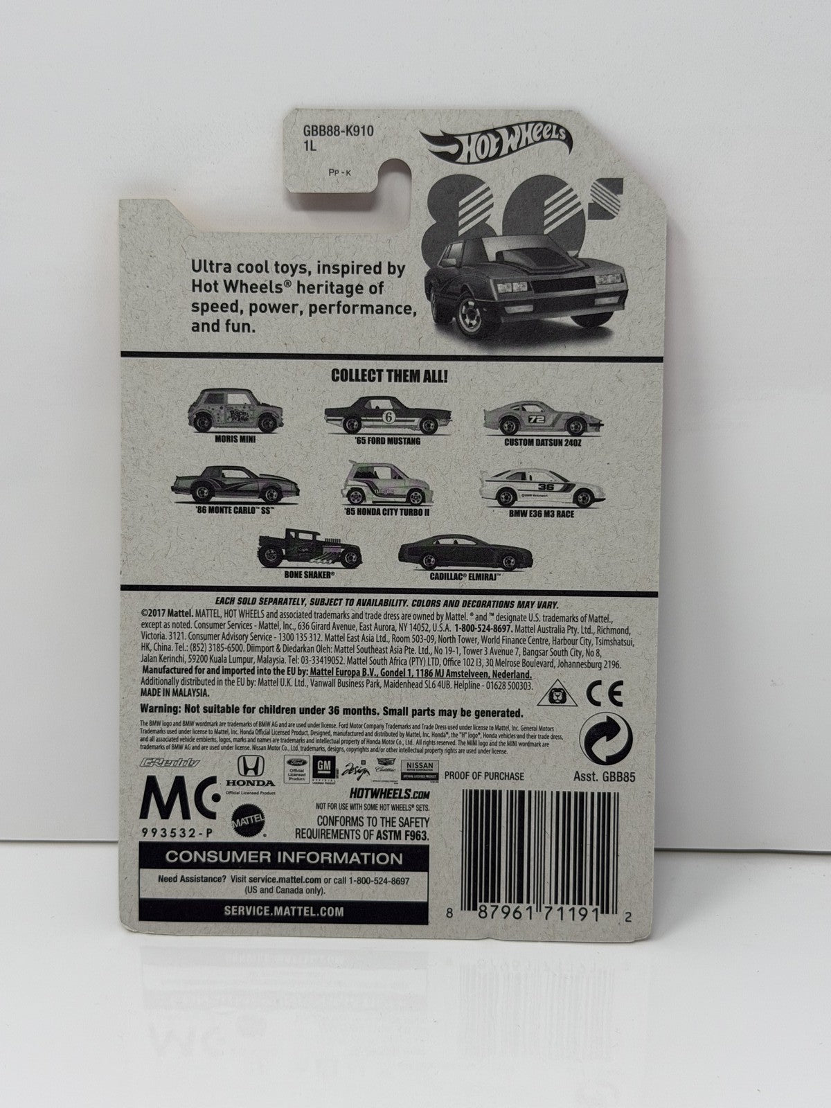 Hot Wheels 80's 1986 Chevrolet Monte Carlo SS 1:64 Diecast Gold
