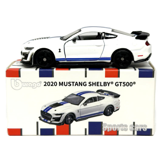 Bburago 2020 Ford Mustang Shelby GT500 White 1:64 Diecast