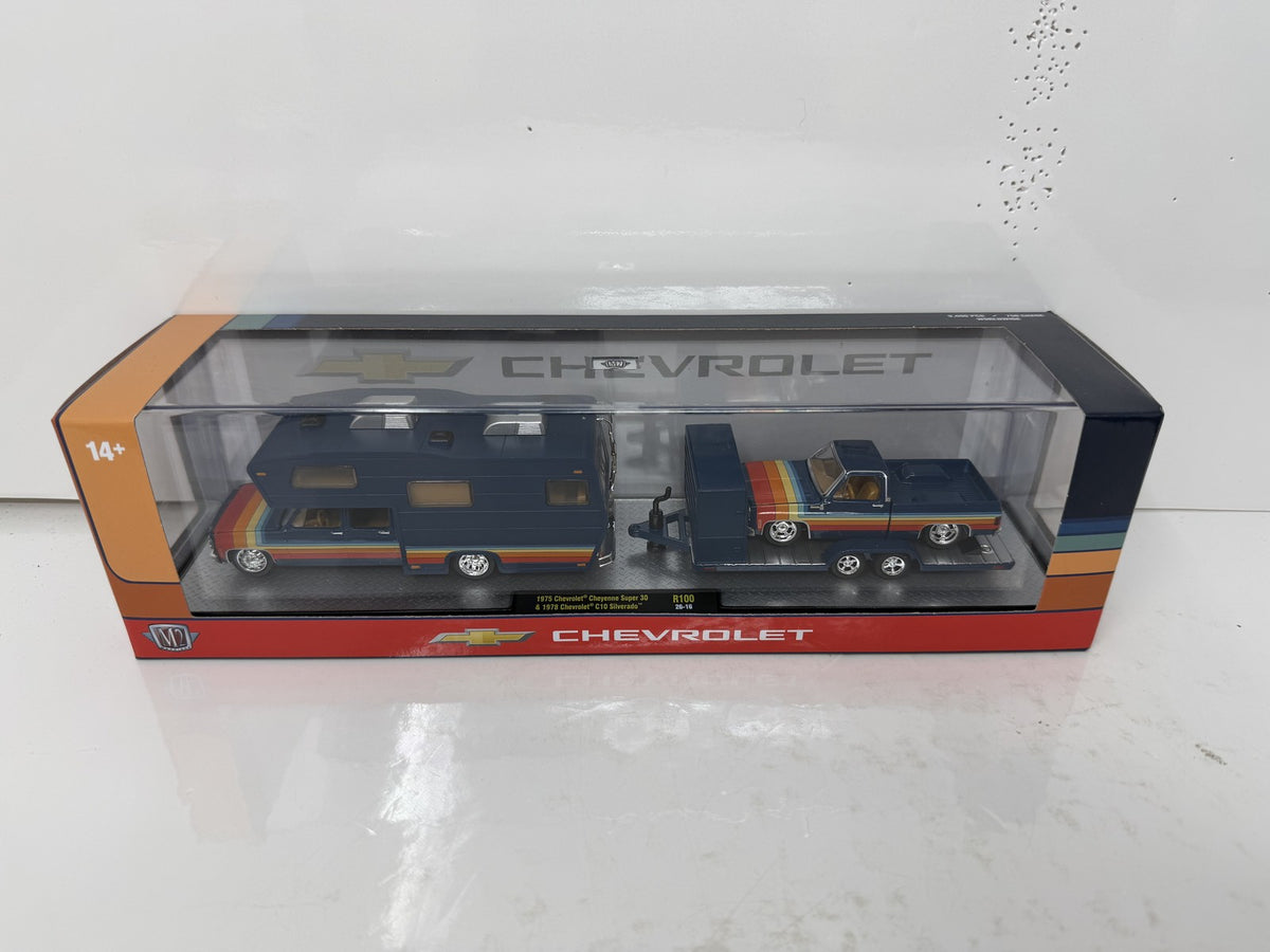 M2 Machines Chevy Cheyenne Super 30 Camper &amp; Chevy C10 Silverado 1:64 Diecast