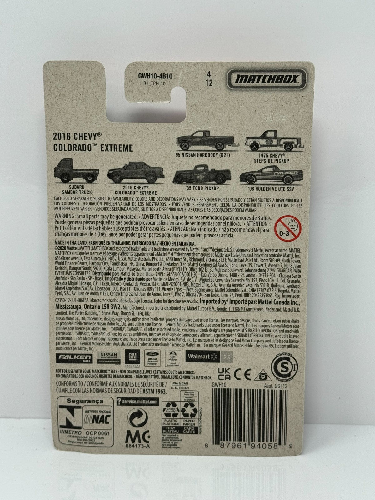 Matchbox Truck Series 2016 Chevy Colorado Xtreme 1:64 Diecast