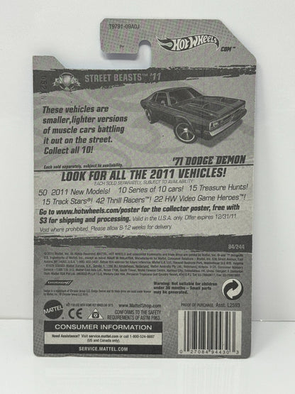 Hot Wheels Street Beasts 1971 Dodge Demon 1:64 Diecast Factory Sealed Black