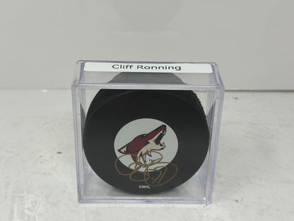 Cliff Ronning Phoenix Coyotes Signed NHL Autograph Puck Gold Auto