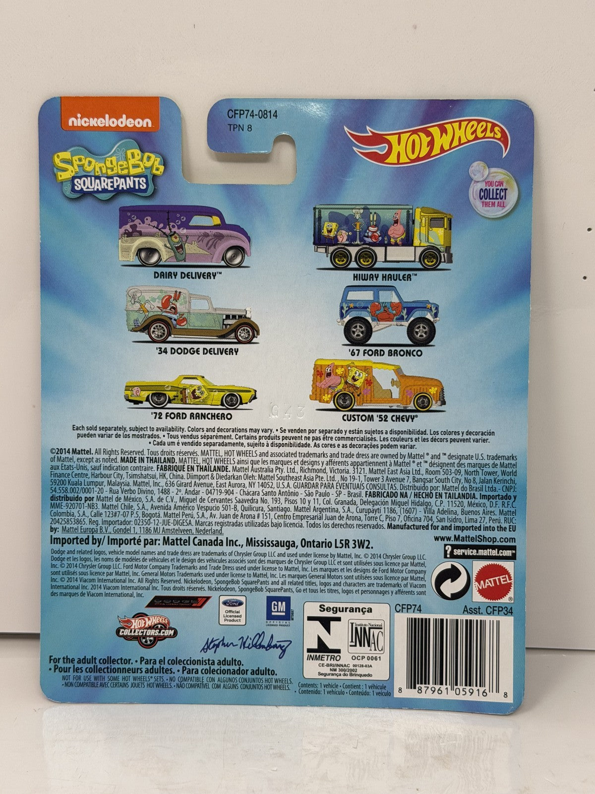 Hot Wheels SpongeBob SquarePants Custom '52 Chevy 1:64 Diecast Real Riders