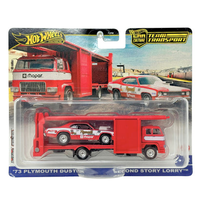 Hot Wheels Premium Team Transport #82 1973 Plymouth Duster & Hauler 1:64 Diecast