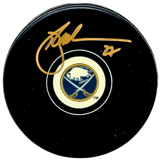 Brad May Buffalo Sabres Signed NHL Autograph Puck Gold Auto