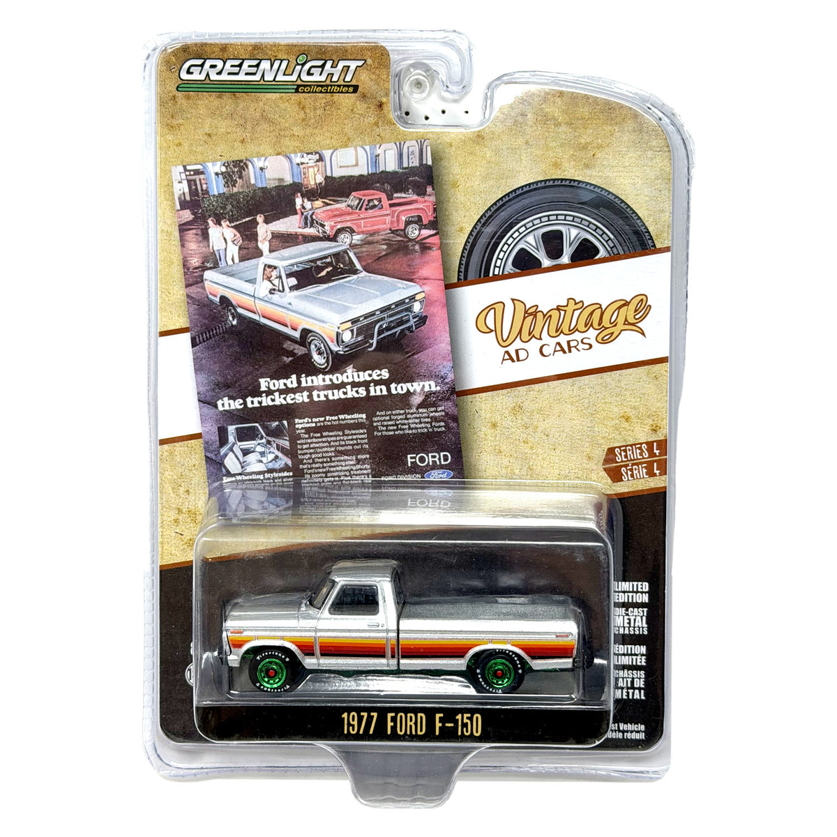 Greenlight Vintage Ad Cars 1977 Ford F-150 CHASE 1:64 Diecast Green Machine