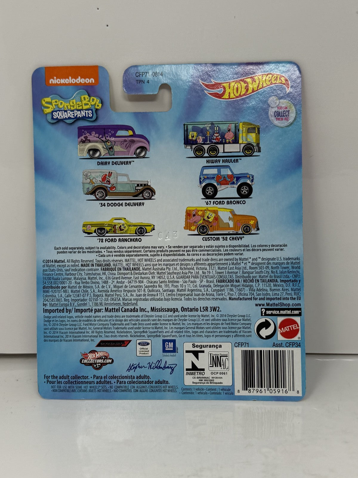 Hot Wheels SpongeBob SquarePants Plankton Dairy Delivery 1:64 Diecast Real Rider