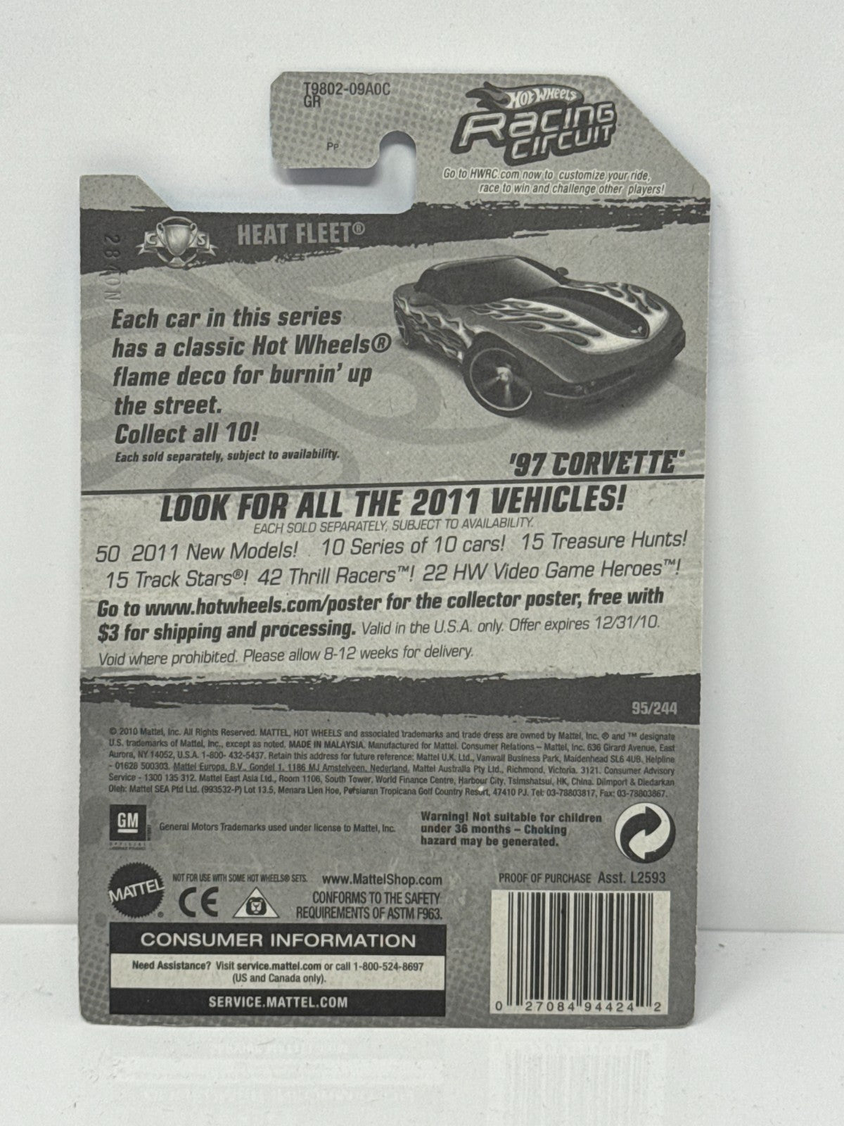 Hot Wheels Heat Fleet 1997 Chevy Corvette 1:64 Diecast Factory Sealed