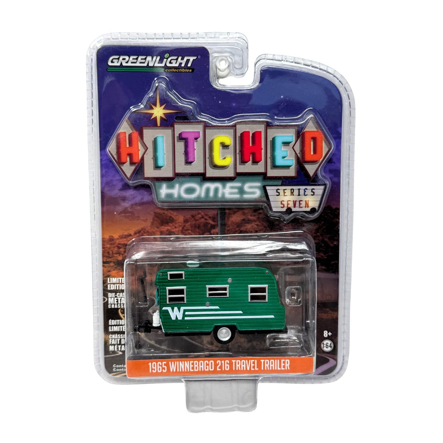Greenlight Hitched Homes 1965 Winnebago 216 Travel Trailer CHASE 1:64 Diecast
