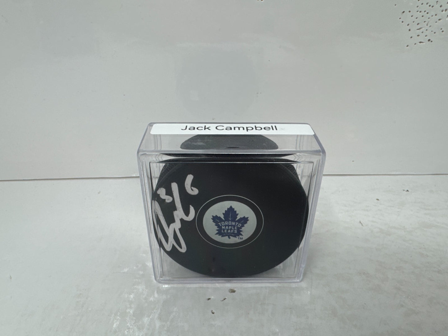 Jack Campbell Toronto Maple Leafs Signed NHL Autograph Puck Silver Auto
