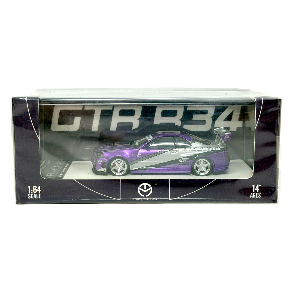Time Micro Nissan Skyline GT-R R34 1:64 Diecast Purple Lace Boxed