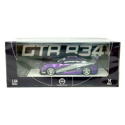Time Micro Nissan Skyline GT-R R34 1:64 Diecast Purple Lace Boxed