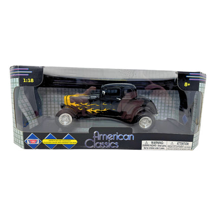Motormax 1932 Ford Coupe Hot Rod Black w/ Flames 1:18 Diecast Car
