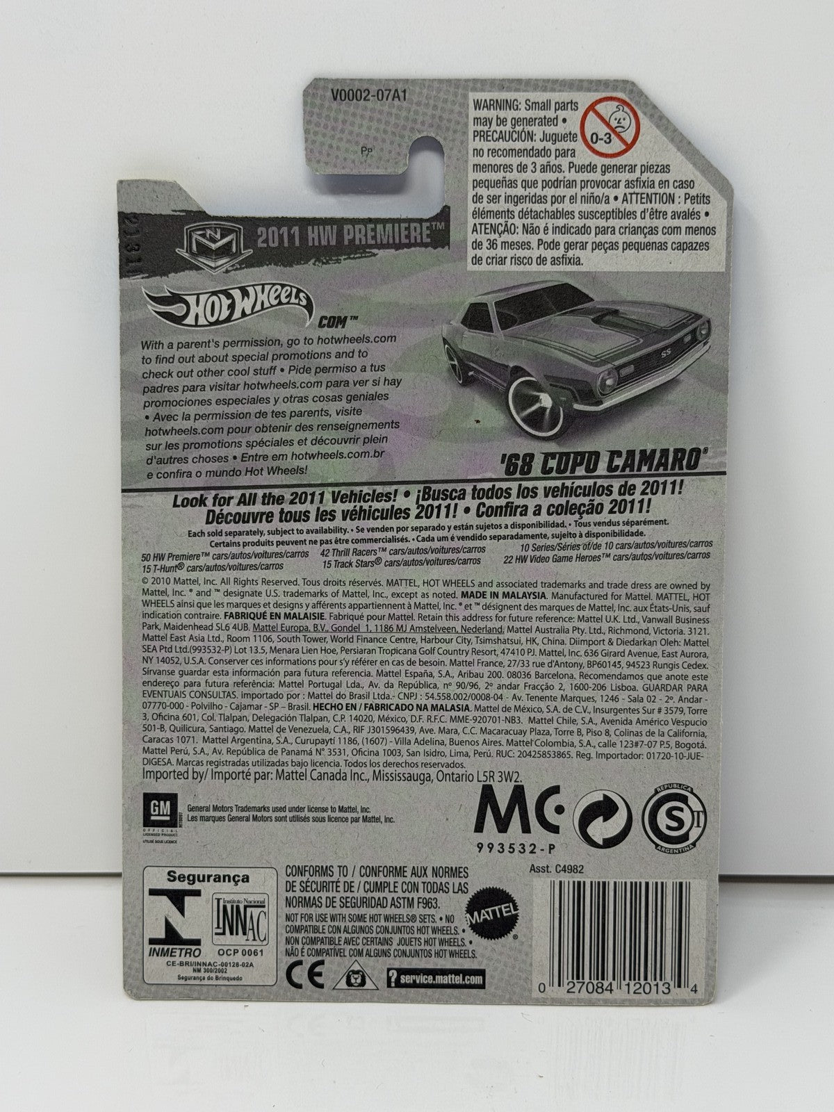 Hot Wheels HW Premiere 1968 COPO Camaro 1:64 Diecast Orange