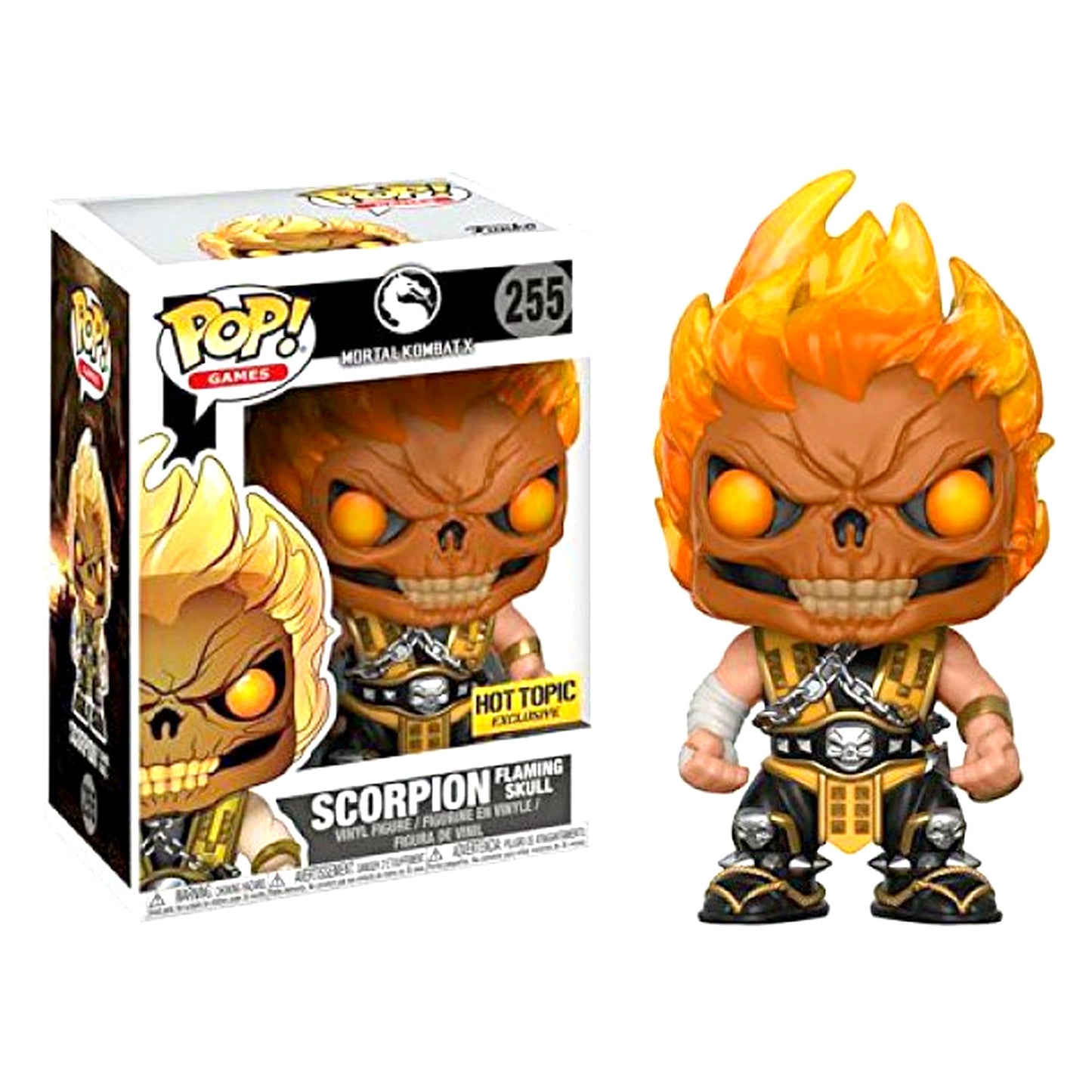 Funko Pop! Games Mortal Kombat X #255 Scorpion Flaming Skull Hot Topic Vinyl Figure