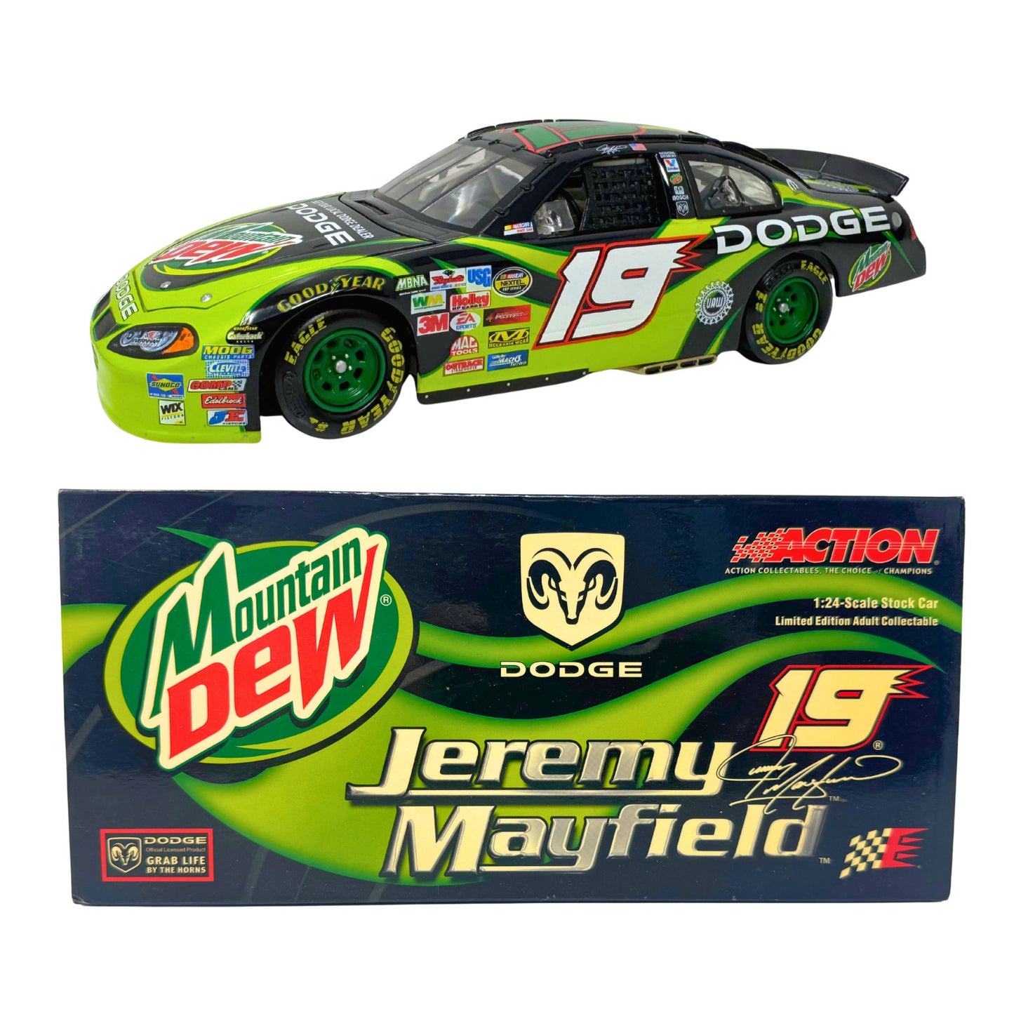 Action NASCAR Jeremy Mayfield #19 Mountain Dew 2004 Dodge Intrepid 1:24 Diecast