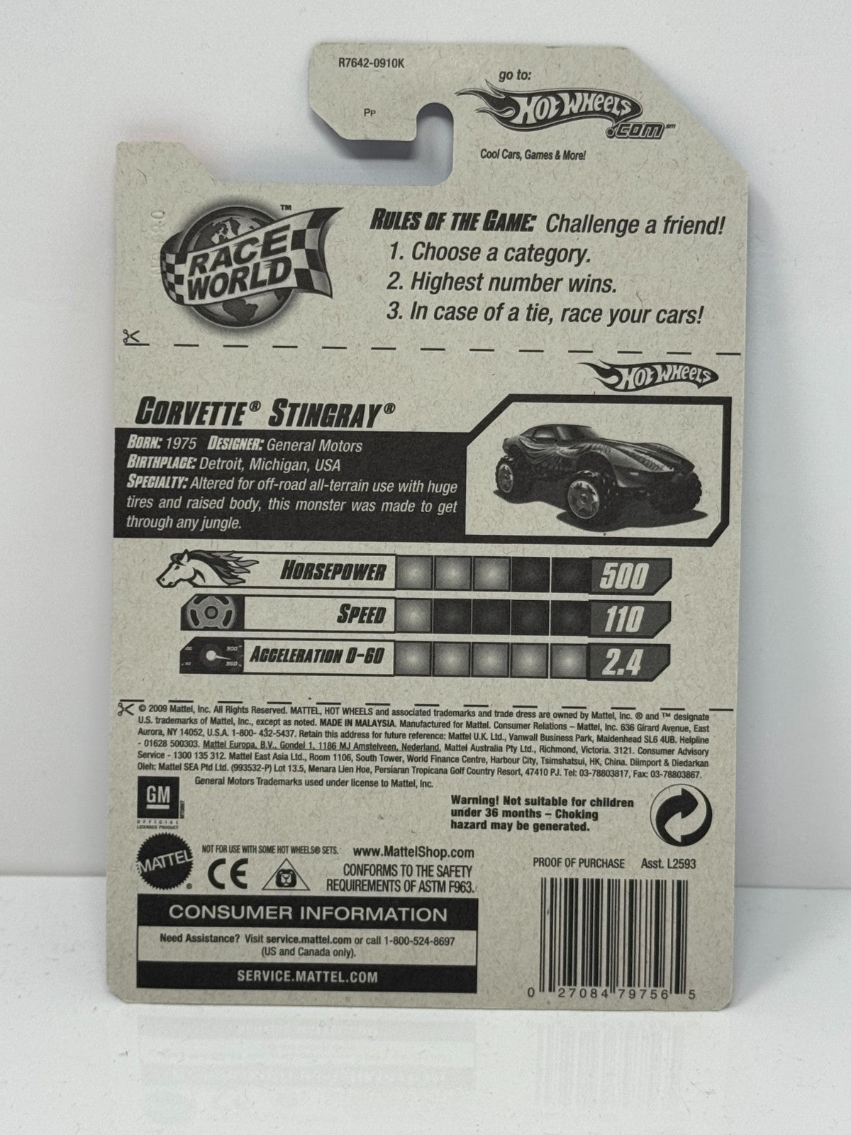 Hot Wheels Race World Jungle Chevy Corvette Stingray 1:64 Diecast Factory Sealed