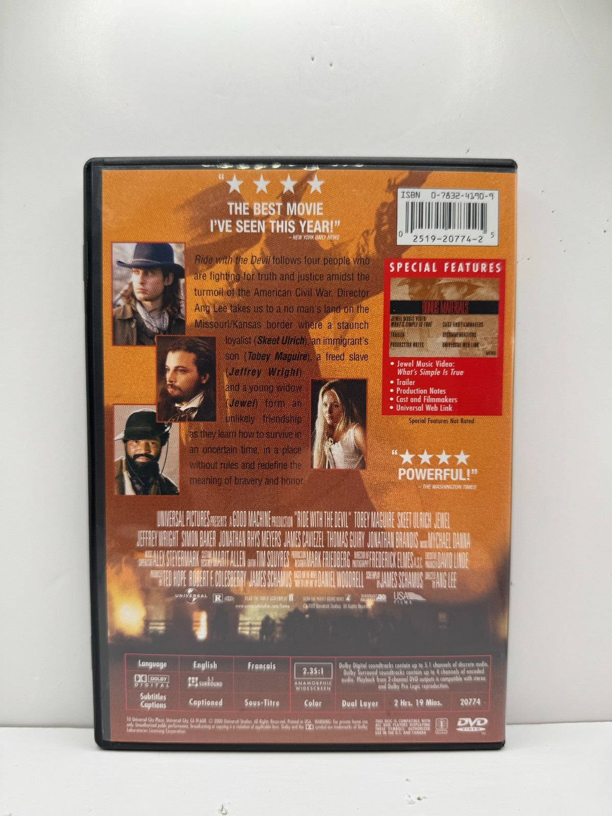 Ride with the Devil (DVD) Tobey Maguire Western
