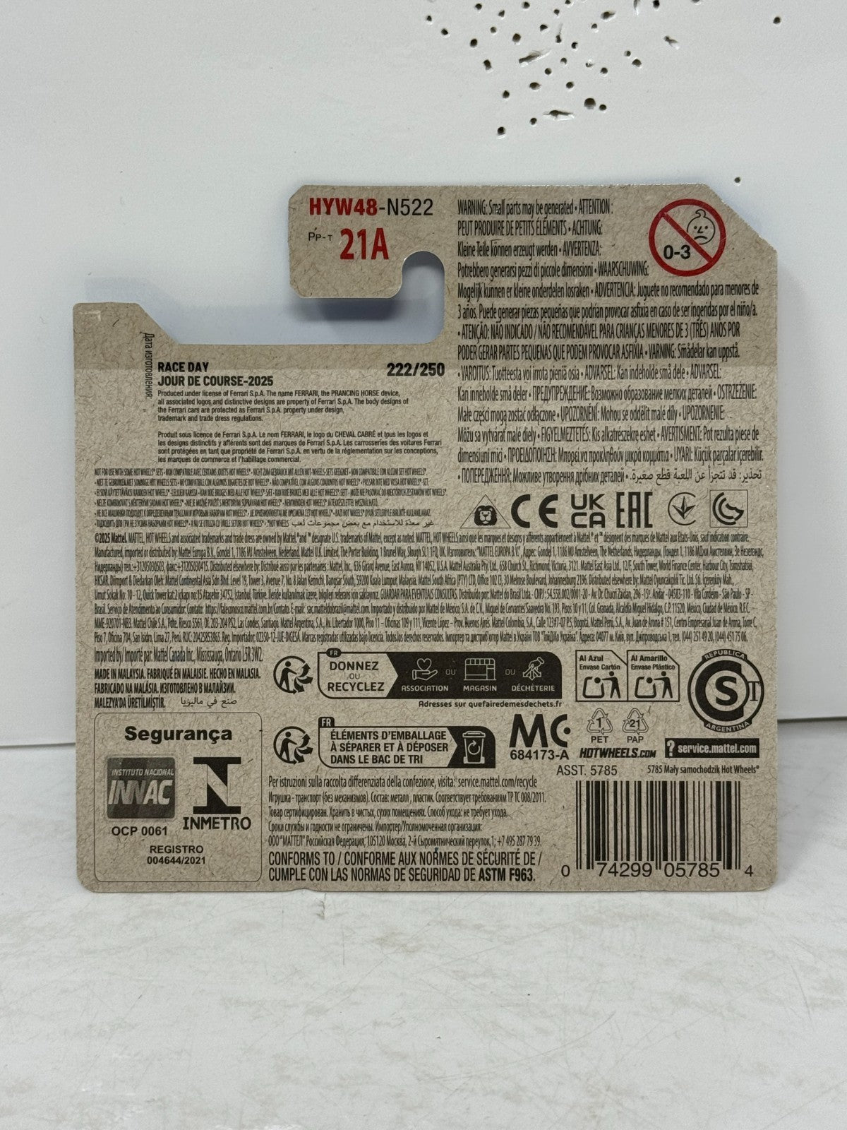 Hot Wheels Ferrari 365 GTB4 Competizione Race Day 1:64 Diecast Short Card